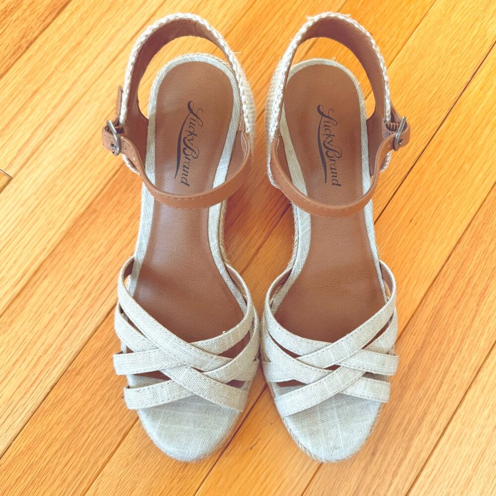Lucky Brand Kalessie Wedge Espadrille Sandals Size 7.5